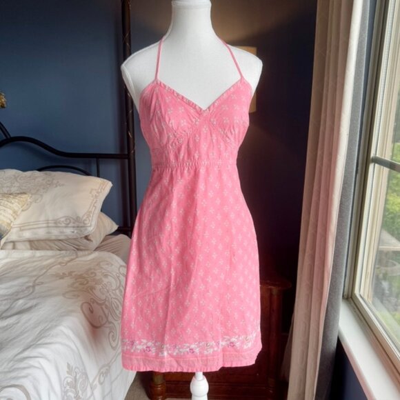 Vintage Gap 100% Cotton Pink Halter Dress - Picture 2 of 13